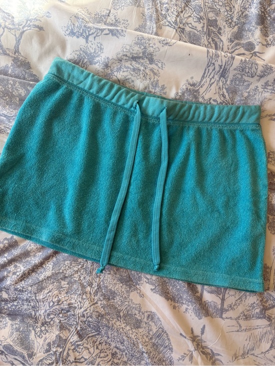 sportek Dresses & Skirts - Terry Drawstring Mini Skirt in Teal